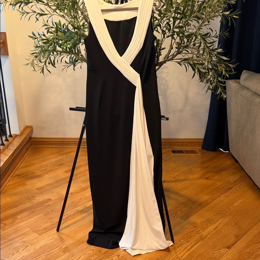 Tadashi Shoji Black and White Maxi Dress